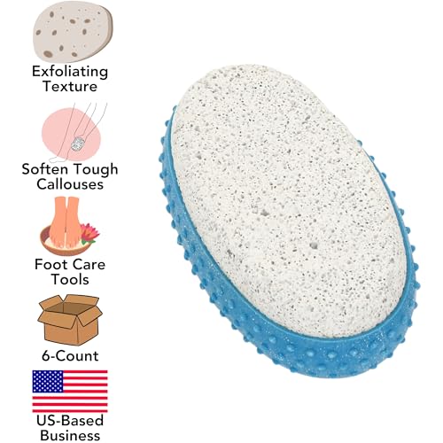 Iconikal Pumice Stone Foot Callus Remover with Non-Slip Rubber Grip, 6-Pack
