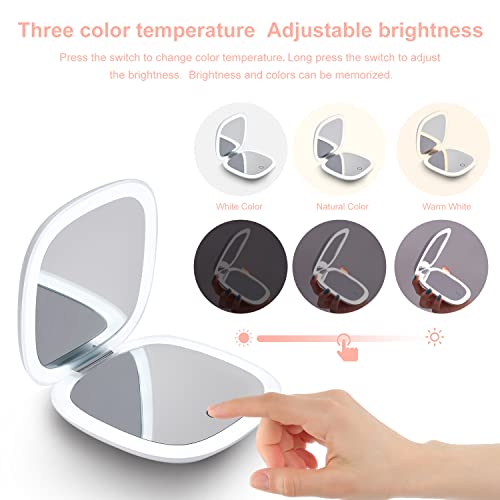 Mocado Compact LED Magnifying Mirror 4" 1X/10X Rechargeable
