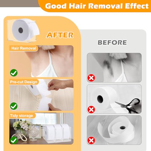 200 Pcs Non-Woven Wax Strip 2.8" X 44 Yards Pre-Cut Wax Strips with Acrylic Holder 1 Roll Epilating Wax Strips Waxing Paper Sheets for Body Legs Lint-Free Air Removal Paper for Home Professional Salon