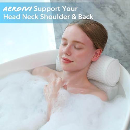 AEROiVi Bath Pillow - Neck & Head Support with 6 Suction Cups