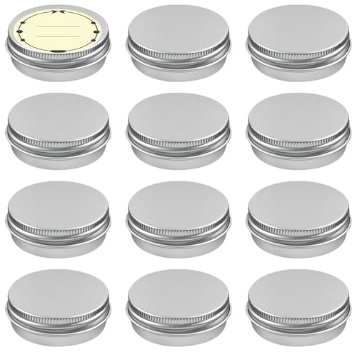 TUZAZO 12-Pack 0.5oz Aluminum Tin Containers with Lids & Labels - Cosmetic & Art Storage