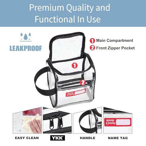 Rough Enough Clear TSA Approved Toiletry Bag Quart Size Travel Makeup Case with Zipper Compartment Small Mini Cosmetic Pouch Carry on for Women