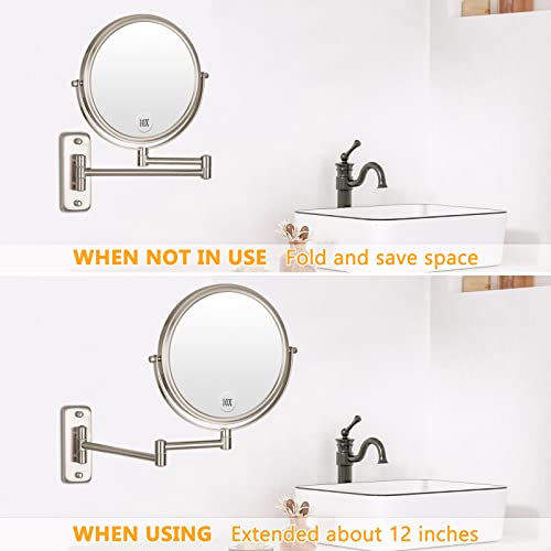 Wall Mounted Makeup Mirror 1X/10X Magnifying 8 Inch