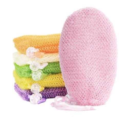 6 Pack Mesh Soap Bags with Drawstring, Nylon Exfoliating Pouches