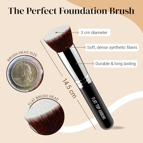 Flat Top Kabuki Foundation Brush - Premium Makeup Buffing Brush