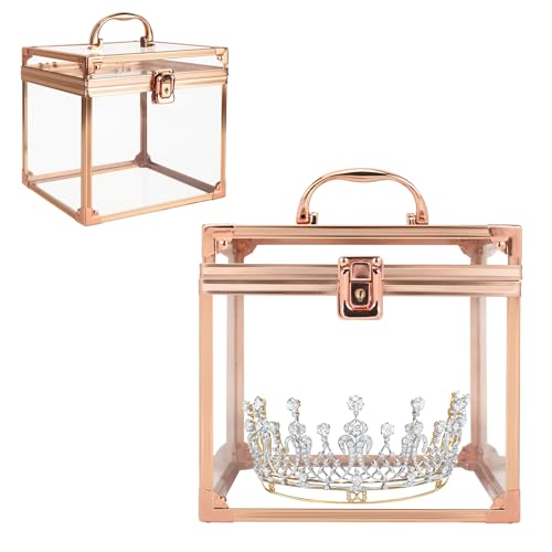 Crown Box 7.9 x 6.7 x 7.5inch, Clear Makeup Case,Cosmetic Organizer, Large Capacity Transparent Acrylic Artists Display Case for Vanity,Bathroom Counter or Dresser