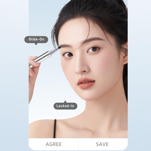 Waterproof Liquid Eyebrow Pen - Brown, Microblading Effect for Natural Hair-Like Brows, Long-Lasting & Smudge-Proof, Multiple Tips for Precise Application