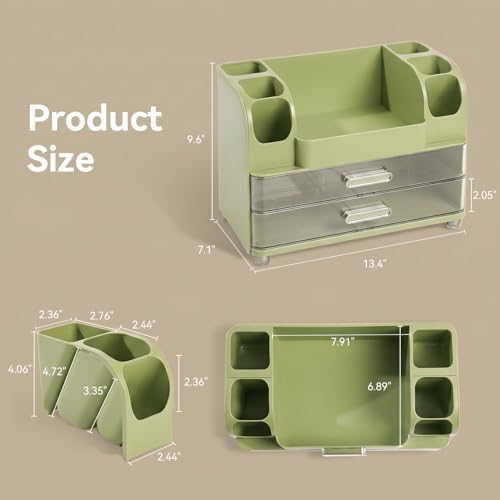 Makeup Organizer with 2 Drawers and 6 Brush Holders