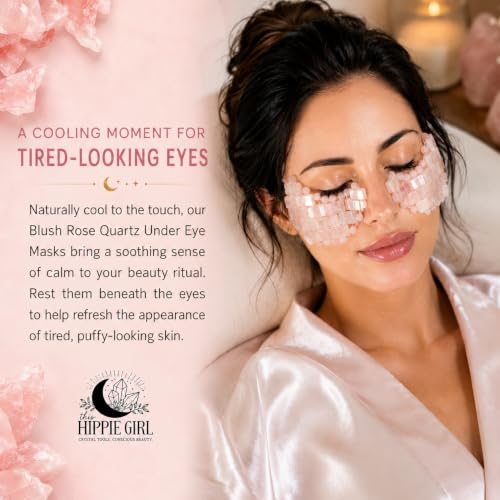 Boho Aromatic Rose Quartz Under Eye Masks - Reusable Cooling Facial Tools (2 Pieces)