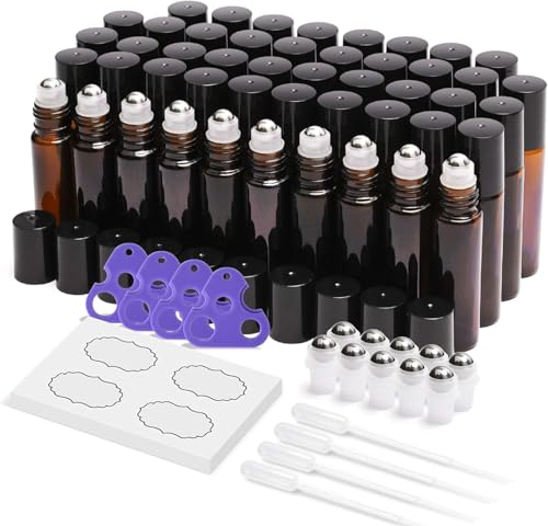 ULG Essential Oil Roller Bottles 10ml, 48-Pack