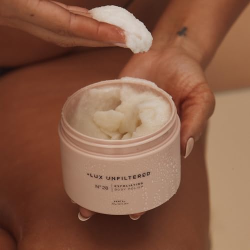 + Lux Unfiltered N¡Æ28 Exfoliating Body Polish in Santal - Exfoliating Body Scrub with Shea Butter, Passion Fruit Oil, & Vitamin E - Hydrating & Moisturizing Sugar Scrub - Vegan & Cruelty Free