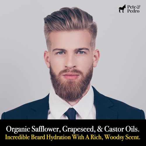 Pete & Pedro BEARD OIL - 100% Natural & Organic Ingredients, Manly Woodsy Scent | Hydrates & Softens Beard & Skin, Reduces Itchiness, Adds Shine, Helps With Beardruff | As Seen on Shark Tank, 2 oz.
