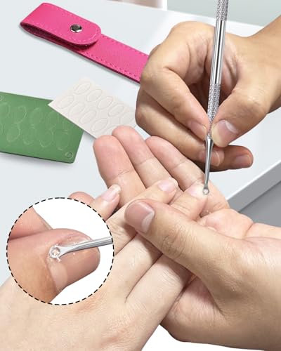 Stainless Steel Dual-Ended Cuticle Pusher Tool with Grit Nail Files & Bag