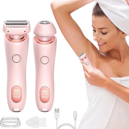 Pink Women’s Electric Shaver & Bikini Trimmer - Wet & Dry Waterproof 2-in-1 Razor with Removable Head