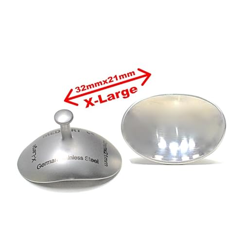 Corneal Eye Shield Protector, Stainless Steel with Holding Point, 32mm X 21mm (X-Large), Set of 2