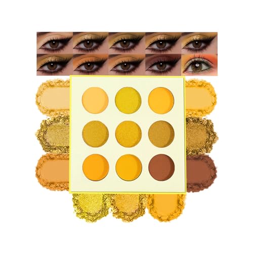 9-Color Yellow Gold Eyeshadow Palette – Matte & Shimmer