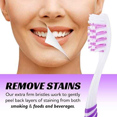Lingito Extra Firm Toothbrush Set for Adults or Smokers Travel Toothbrush Kit, Hard Multicolor Denture Brush, Large Head, Manual Travel Toothbrush Hard Bristles (12 Pack)