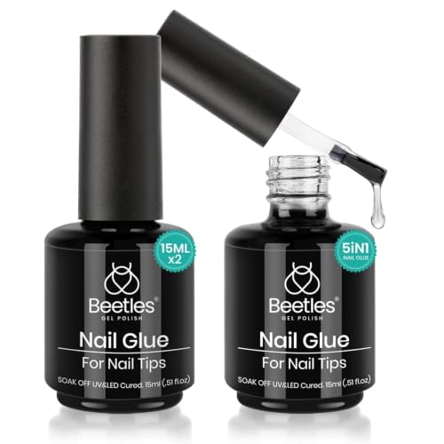 Beetles Gel Nail Glue Kit 2x15ml - 5-in-1 Base Gel & Rhinestone Adhesive