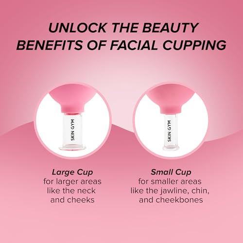 Skin Gym Facial Cupping Set, Glass Face Cupping Tool for Massage Therapy, Sculpting, & Toning Chin, Jawline & Neck, 2 Piece