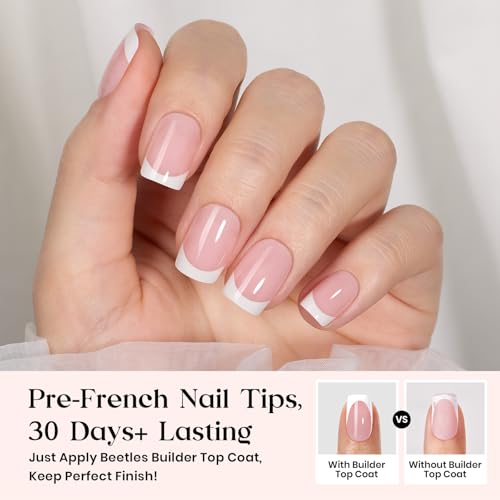 Beetles Extra Short Pink French Nail Tip Press On Kit 210Pcs C - XS