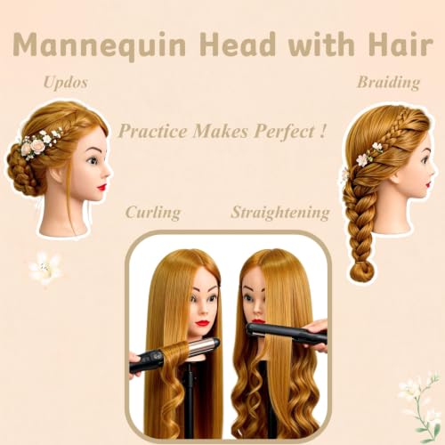Auburn 28 Inch Cosmetology Mannequin Head for Styling - ARLEFENNI