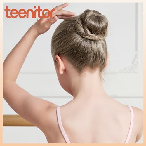 Small Hair Bun Maker Set - 2 Colors for Kids & Finer Hair, Includes Hair Pins & Bands - Beige & Tan Brown Variation