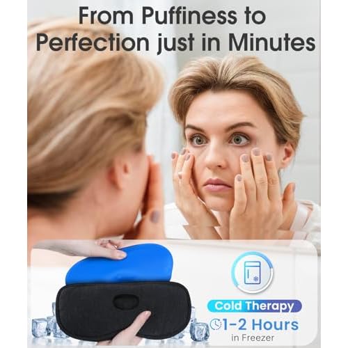 Detachable Heated Eye Mask, Cordless Eye Mask for Dry Eyes & Puffiness, Algae Fiber Ultra-Soft Nose Bridge Light-Block for Deeper Sleep ? Graphene Layer Warm Compress & Cold Pack,Travel Essentials