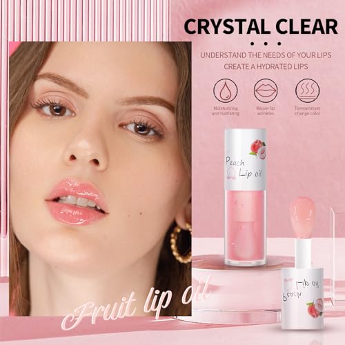 Crystal Jelly Fruit Lip Oil Set - 4 Pack Hydrating Lip Gloss