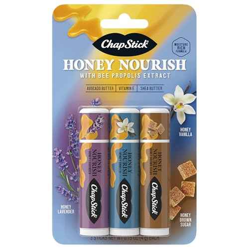 ChapStick Lip Balm Honey Nourish Flavors Honey Lavender, Honey Vanilla, Honey Brown Sugar, 3CT BC .45OZ