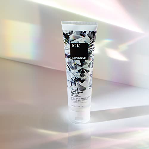 IGK EXPENSIVE Clear Gloss Top Coat | Shine + Strengthen + Smooth | Vegan + Cruelty Free | 4.2 Oz