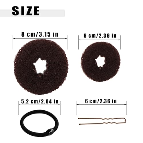 Hair Bun Maker Set - 10 Pc Donut Bun Makers with Pins & Ties