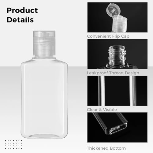 100 Pieces 1 oz Plastic Bottles Clear Travel Bottles with Flip Cap Portable Empty Hand Sanitizer Bottles, Refillable Containers for Travel Business Trip for Shower Gel, Face Creams, Body Lotions