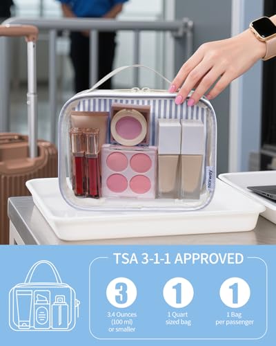 Narwey TSA Approved Clear Toiletry Bag, Waterproof Travel Makeup Organizer