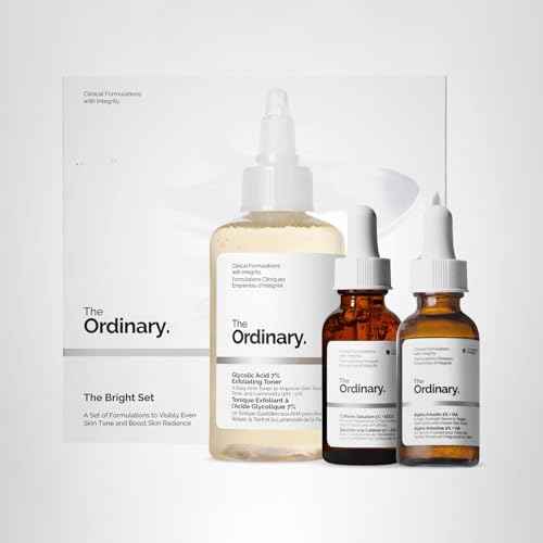 The Ordinary The Bright Set, 3-Step Regimen for Radiant, Even Skin Tone with Glycolic Acid 7% Exfoliating Toner, Alpha Arbutin 2% + HA, and Caffeine Solution 5% + EGCG | Skin Care Set