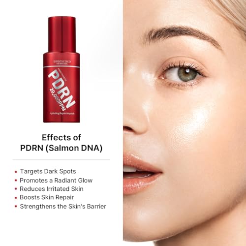 SWANICOCO Premium 20,000ppm PDRN Serum, 99.9% Pure Salmon DNA, 2% Concentration, Anti-Aging, Firming, Plumping, Professional Grade Korean Beauty Ampoule 30ml 1Fl Oz