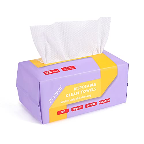 100 Count Disposable Face Towels Ultra Soft Hand Washcloth Lint-Free Dry Wipes Biodegradable Facial Cleansing Towelettes (100 Count 1 Pack)