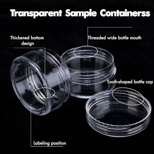 10g Sample Containers with Lids - 20 Pack Clear Plastic Jars