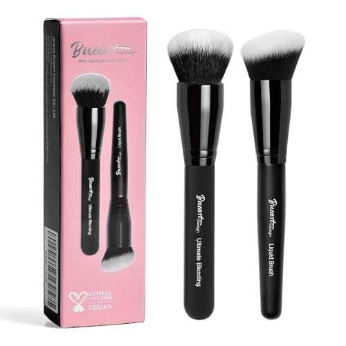 Bueart Design Ultimate Blending makeup Brush with Liquid Blush brush Ideal For Applying & Blending liquid Cream Foundation,Bronzer & Blush mineral powder, Soft, Dense Bristles, Vegan & Cruelty-free,M9