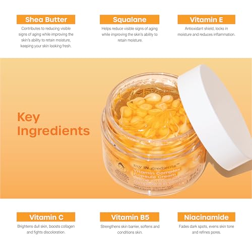 masque BAR My Ingredients Vitamin C Capsule Face Moisturizer, 3d Capsule Cream with Shea Butter, Niacinamide, Boba Vitamin C cream, Capsules for wrinkles, Korean Skin Care, 50ml