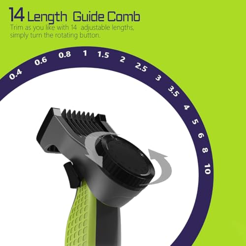 14-in-1 Adjustable Guards and Nose Trimmer Replacement Blade for One Shaver Blades QP series, Safe and Efficient Nose & Facial Detail Trimming