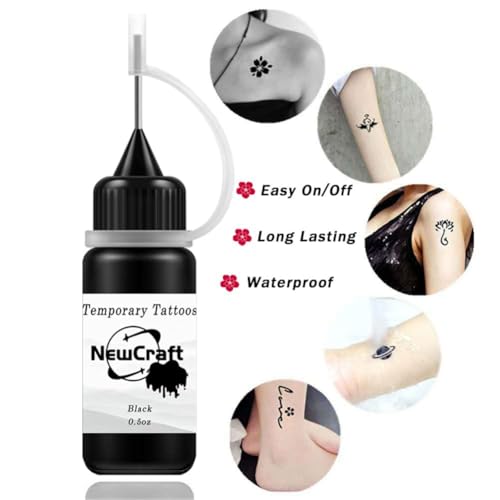 Temporary Tattoo Kit with 102 Stencils & 3 Brown Ink Bottles