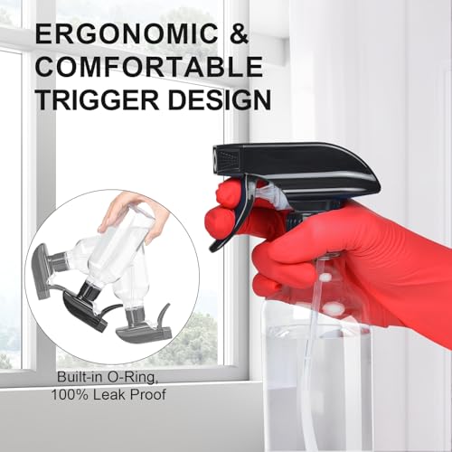 Heavy-Duty Spray Bottles 2-Pack - 10 Oz Mist & Stream Nozzle