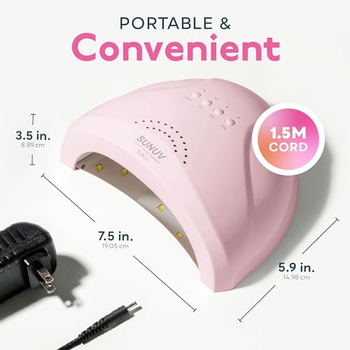 SUNUV UV Nail Lamp, 15ml Top and Base Coat Gel Polish Set Home and Salon Use SUNONE Pink