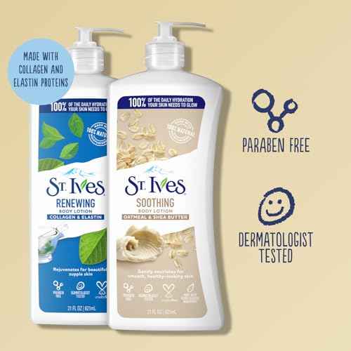 St. Ives Body Lotion Variety Pack ? Soothing Oatmeal & Shea Butter Lotion + Renewing Collagen & Elastin, 21 Oz Ea (2 Piece Set)