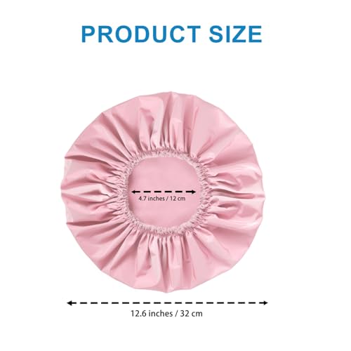 Large Waterproof Shower Cap for Women - Pink, Double-Layer Hair Bonnet