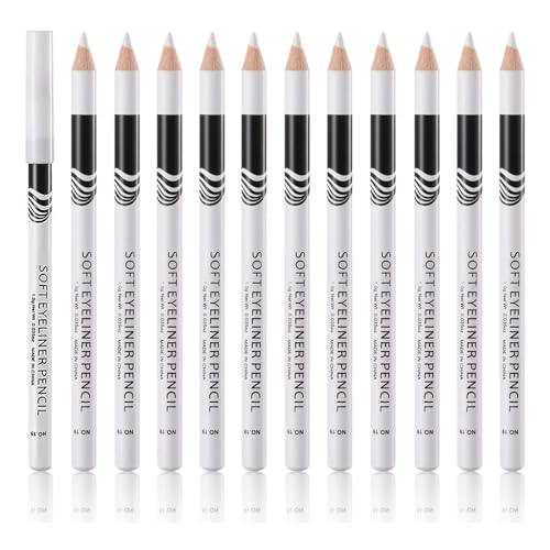 White Eyeliner Pencils 12 Pack Waterproof Eye Brightener