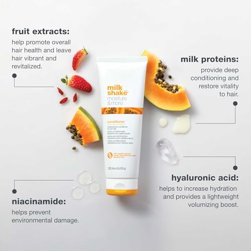milk_shake moisture & more conditioner creamy formula to hydrate and soften dry hair for smoother, shinier, easy-to-manage hair