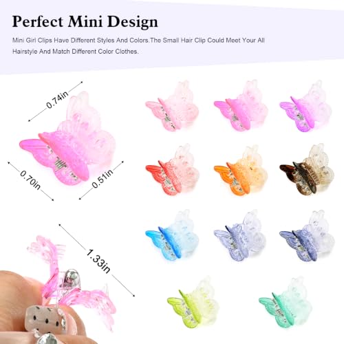 Mini Butterfly Hair Clips, 50pc Assorted Colors