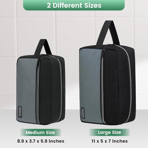 Carbrea Small Travel Toiletry Bag - Black, Medium Size, Compact & Durable
