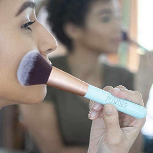 Nicole Miller Makeup Brush Collection, 5 Piece Makeup Brush Gift Set, Powder Brush, Foundation Brush, Concealer Brush, Angled Blush Brush and Contour Buffer (Green)